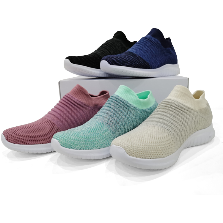 China Popular Latest Fashion Slip-On Knit Sneaker Cheap Sports Running Casual Shoes